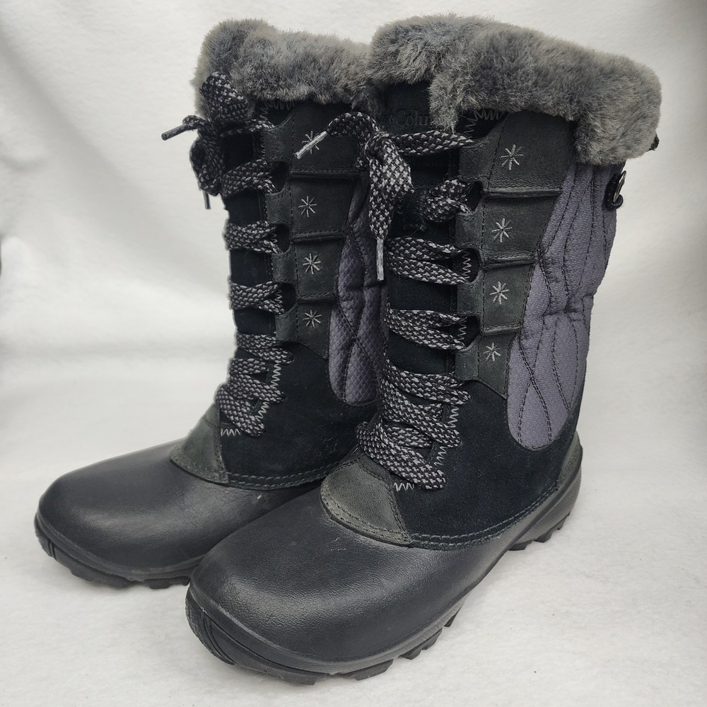 Columbia Canyon BL1548-010 Womens US 8 Boots Black Faux Fur Lined Omni-Heat Snow